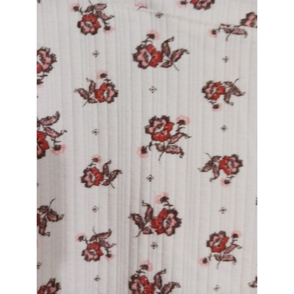 NWT Women's Old Navy Fitted Square Neck Rib Knit Tee Size XL 16-18 Orange Floral - Picture 3 of 4